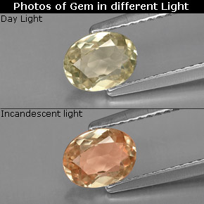 Diasporo de mudança de cor  natural 0,77ct, corte oval, VS