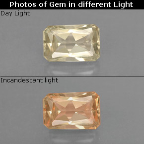 Diasporo de mudança de cor  natural 0,96ct, corte esmeralda, VS