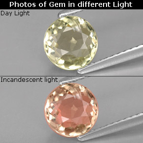 Diasporo de mudança de cor  natural 1,12ct, corte redondo, VS