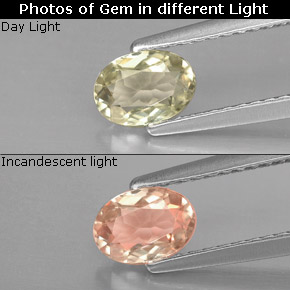 Diasporo de mudança de cor  natural 0,61ct, corte oval, VS