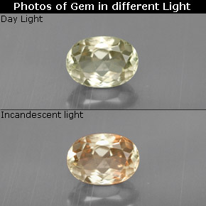 Diasporo de mudança de cor  natural 0,95ct, corte oval, VS