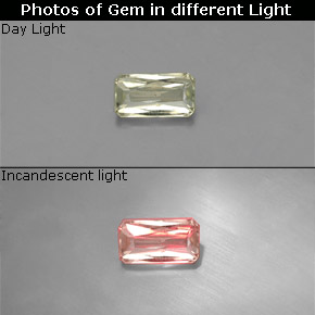 Diasporo de mudança de cor  natural 0,35ct, corte esmeralda, VS
