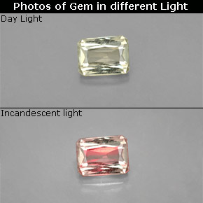 Diasporo de mudança de cor  natural 0,70ct, corte esmeralda, VS