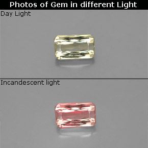 Diasporo de mudança de cor  natural 0,62ct, corte esmeralda, VS