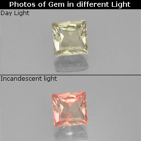 Diasporo de mudança de cor  natural 0,76ct, quadrado, VS-SI