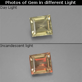 Diasporo de mudança de cor  natural 0,97ct, quadrado, VS