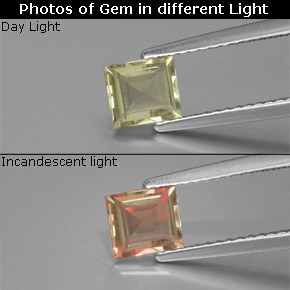 Diasporo de mudança de cor  natural 0,71ct, quadrado, VS