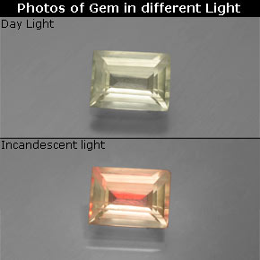 Diásporo com mudança de cor Verde/Rosa Natural 1.05ct, baguete, VS