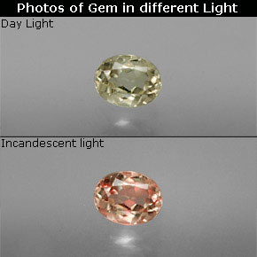 Diasporo de mudança de cor  natural 0,32ct, corte oval, VS