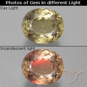 10.84ct Natural amarelo médio Diásporo com mudança de cor, oval, VS-SI