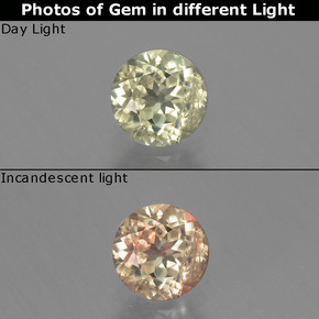 Diasporo de mudança de cor  natural 0,75ct, corte redondo, VS-SI