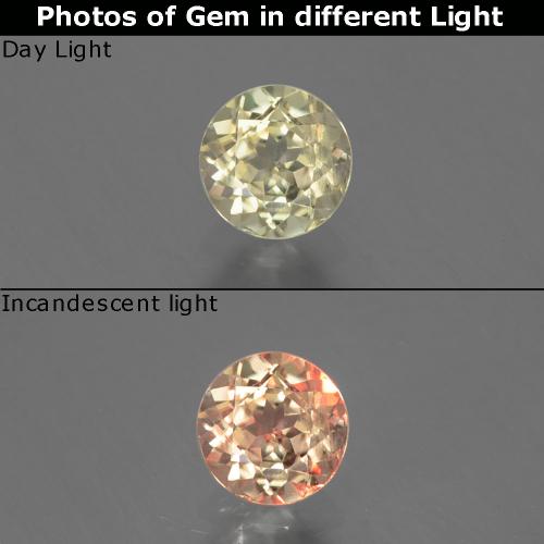 Diásporo com mudança de cor Amarelo muito claro Natural 0.63ct, Corte Redondo, VS-SI