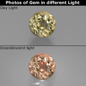 Diasporo de mudança de cor  natural 0,96ct, corte redondo, VS-SI