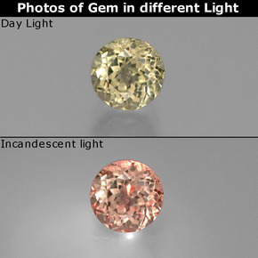 Diasporo de mudança de cor  natural 0,86ct, corte redondo, VS
