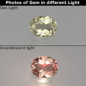 Diasporo de mudança de cor  natural 0,75ct, corte oval, VS