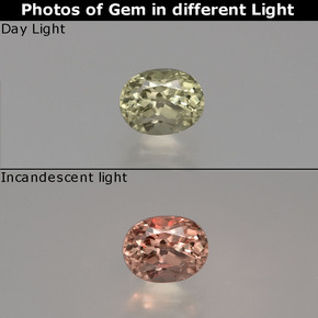Diasporo de mudança de cor  natural 0,60ct, corte oval, VS