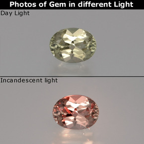 Diasporo de mudança de cor  natural 0,72ct, corte oval, VS