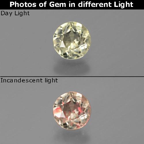 Diásporo com mudança de cor Amarelo claro Natural 0.65ct, Corte Redondo, VS