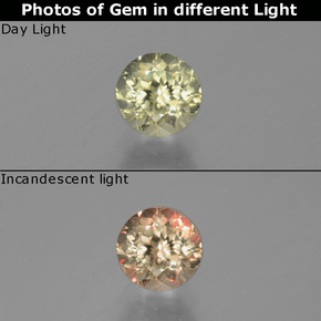 Diasporo de mudança de cor multicolorido natural 0,78ct, corte redondo, VS
