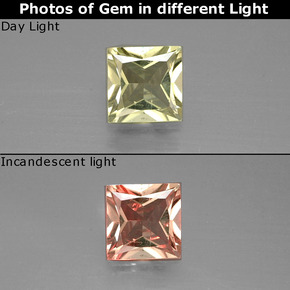 Diasporo de mudança de cor  natural 0,86ct, quadrado, VS