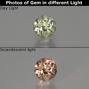 Diasporo de mudança de cor  natural 0,47ct, corte redondo, VS
