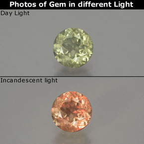 Diasporo de mudança de cor  natural 0,55ct, corte redondo, VS-SI