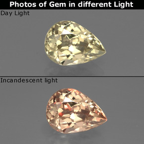 Diasporo de mudança de cor  natural 1,05ct, formato de pêra, VVS-VS