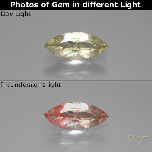 1.02ct Natural Amarelo claro Diásporo com mudança de cor, Marquesa, VS-SI