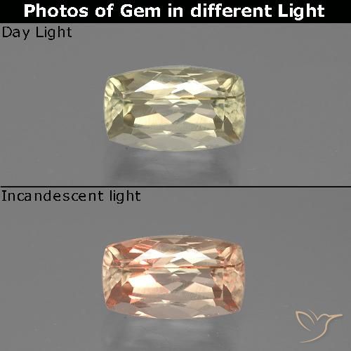 1.28ct Natural Amarelo Muito Pálido Diásporo com mudança de cor, Almofada, VS-SI