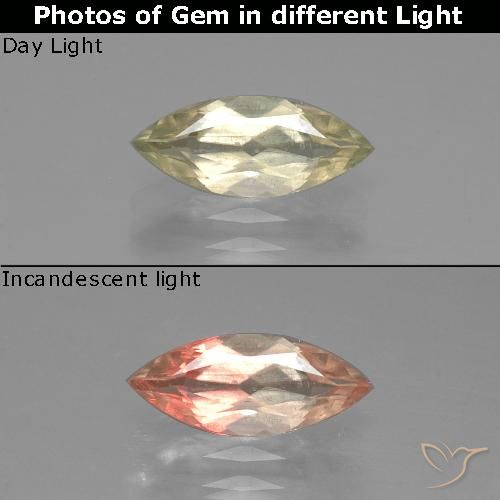 1.07ct Natural Amarelo muito claro Diásporo com mudança de cor, Marquesa, VS