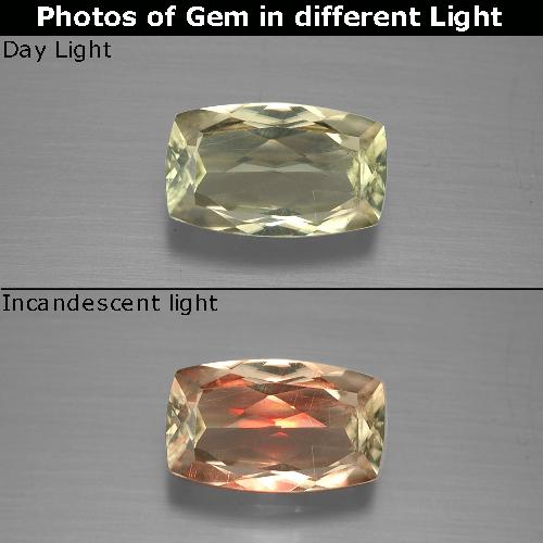 Diásporo com mudança de cor Amarelo claro Natural 1.29ct, Almofada cortada, VS