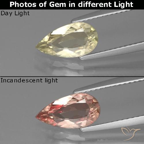 1.15ct Natural Amarelo Dourado Claro Diásporo com mudança de cor, Formato de pêra, VS