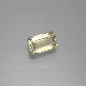 Diasporo de mudança de cor amarelo natural 1,15ct, corte esmeralda, VVS-VS