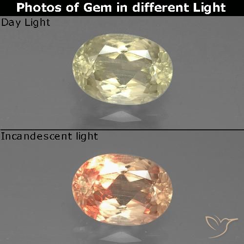 0.98ct Natural amarelo bege Diásporo com mudança de cor, oval, SI