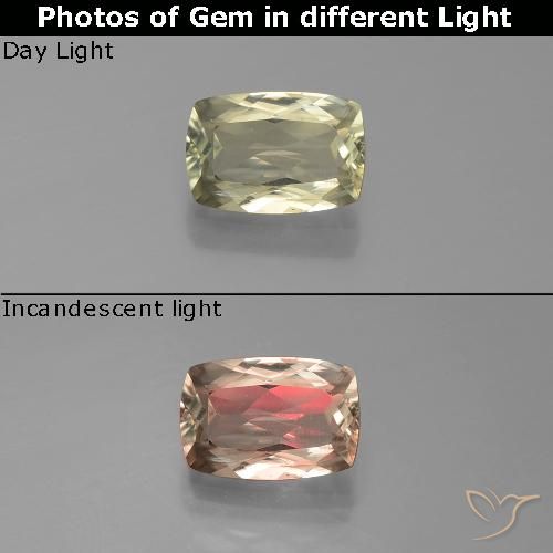 0.98ct Natural Amarelo muito claro Diásporo com mudança de cor, Almofada, VS