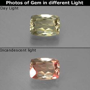 Diasporo de mudança de cor  natural 0,84ct, almofada cortada, VS