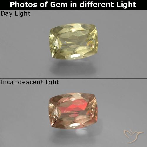 0.84ct Natural amarelo médio Diásporo com mudança de cor, Almofada, SI