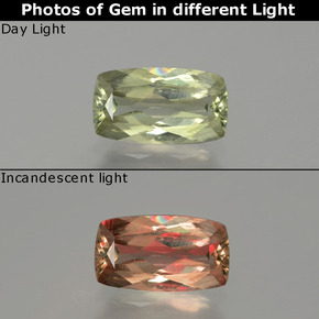 Diásporo com mudança de cor Verde/Rosa Natural 1.08ct, Almofada cortada, VS-SI