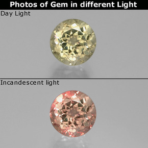 Diasporo de mudança de cor  natural 1,42ct, corte redondo, SI