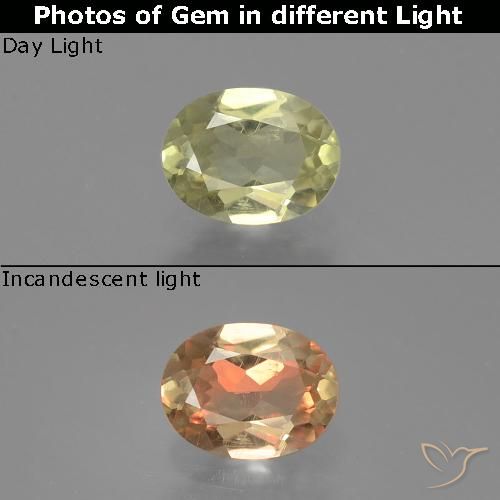0.66ct Natural Luz amarela Diásporo com mudança de cor, oval, VS