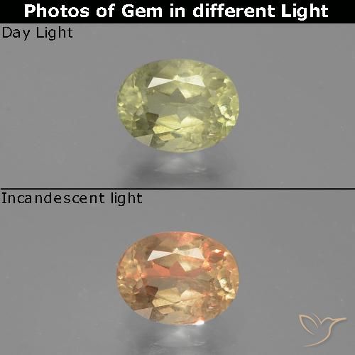 0.75ct Natural Luz amarela Diásporo com mudança de cor, oval, SI