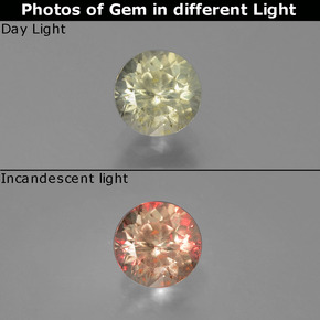 Diasporo de mudança de cor  natural 0,83ct, corte redondo, SI