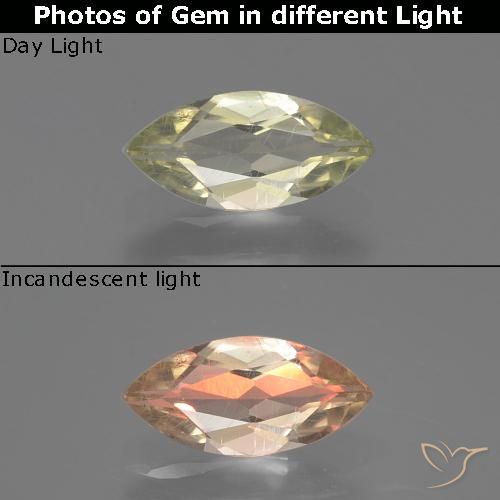 0.66ct Natural Amarelo Muito Pálido Diásporo com mudança de cor, Marquesa, VS-SI