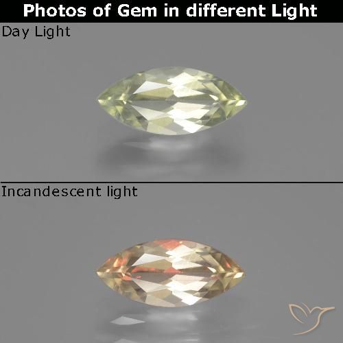 0.77ct Natural Amarelo muito claro Diásporo com mudança de cor, Marquesa, VVS-VS