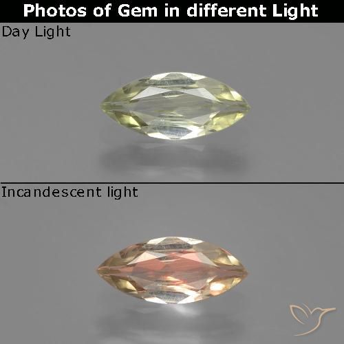 0.67ct Natural Amarelo muito claro Diásporo com mudança de cor, Marquesa, VS