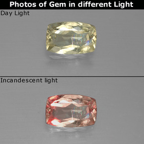 Diasporo de mudança de cor  natural 0,78ct, almofada cortada, VS-SI