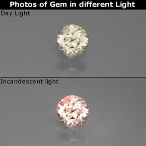Diasporo de mudança de cor  natural 0,36ct, corte redondo, VVS-VS