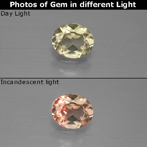 Diasporo de mudança de cor amarelo natural 0,59ct, corte oval, VS