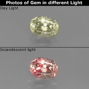Diasporo de mudança de cor multicolorido natural 0,92ct, corte oval, VS-SI