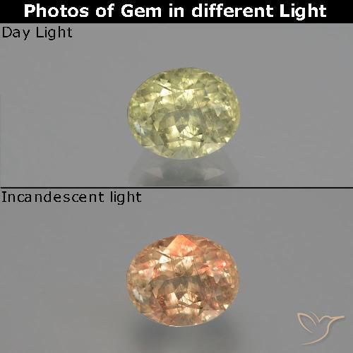 1.26ct Natural Luz amarela Diásporo com mudança de cor, oval, SI